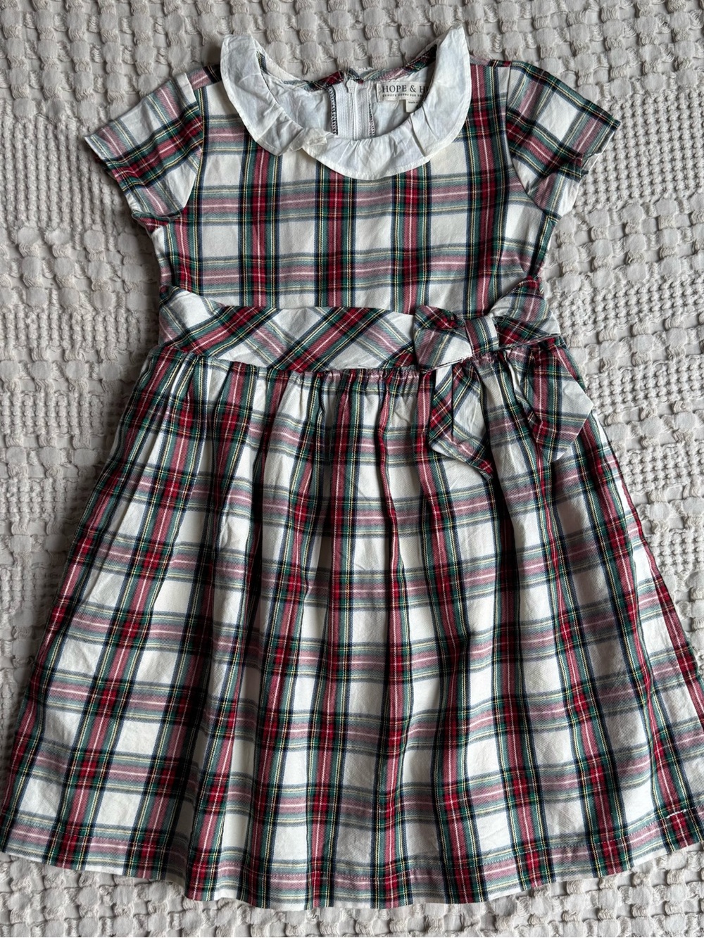 Hope & Henry Girls' Organic Cotton Tartan Plaid Holiday Dress